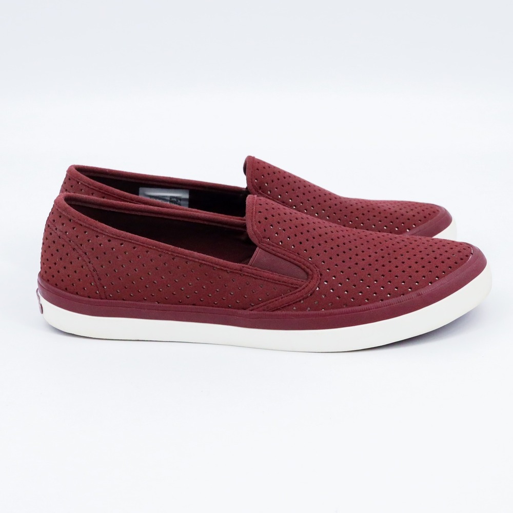 Sperry Crest Vibe Burgundy Perforated Slip On Sneakers STS84043 Womens‎ 9.5